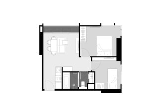 Condominium floor plan, 2 bedrooms in Park Origin Thonglor No. 11030
