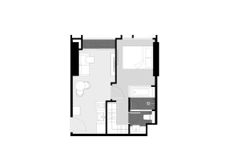 Condominium floor plan, 1 bedroom in Park Origin Thonglor No. 11027