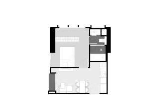 Condominium floor plan, 1 bedroom in Park Origin Thonglor No. 11028
